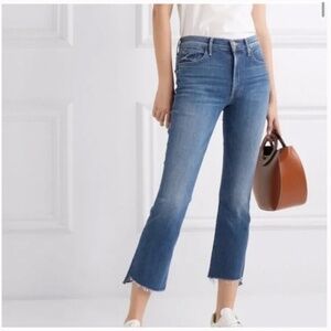 MOTHER The Insider Crop Step Fray Jeans Wild Game Size 26